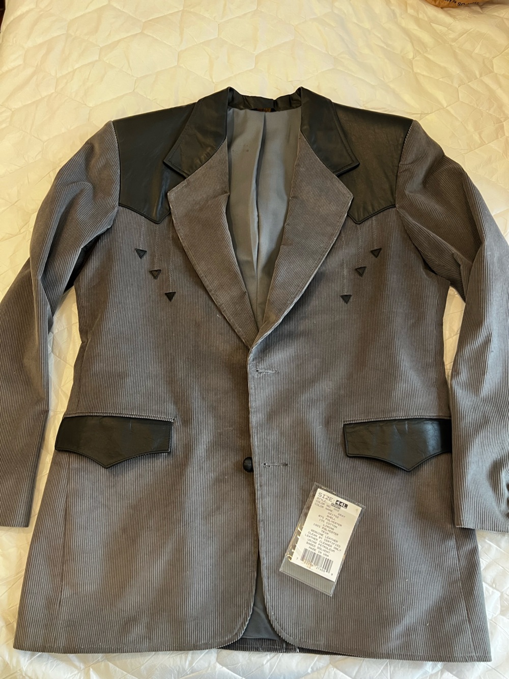 Men’s pioneer wear vintage western corduroy/leather blazer 44